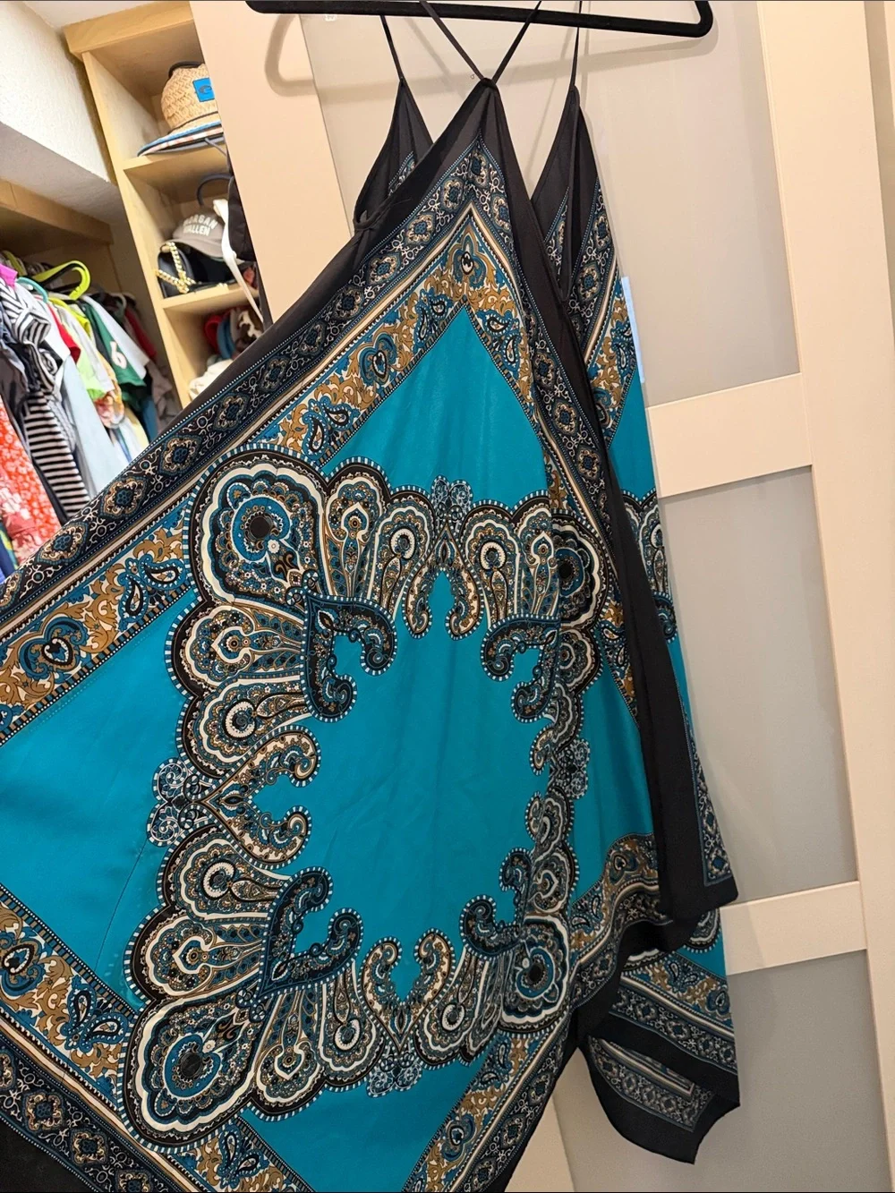 Michael Kors Blue Paisley V-Neck Maxi Dress
